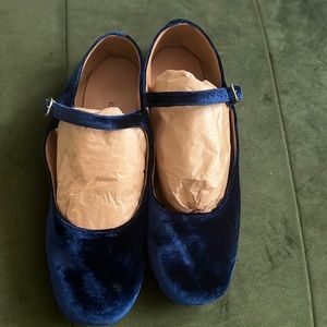 Doen -Mary Janes - Blue velvet - size 38
